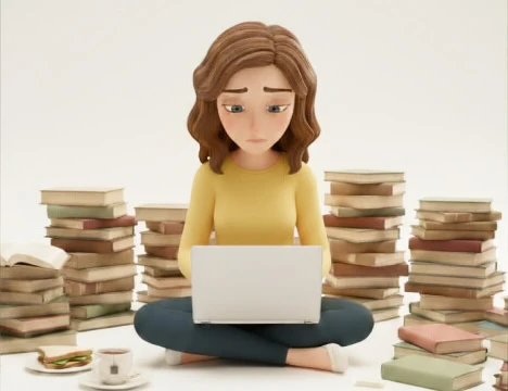 девушка читает книги